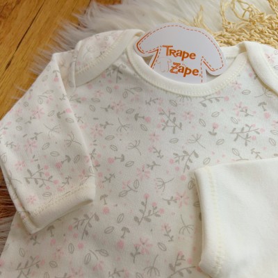 CONJ. DE MALHA 3 PEÇAS-Gatinha com Florzinha - Off White e Rosa